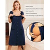 Ekouaer Labor Delivery Gown Nursing Braeastfeeding Dress Maternity Clothes(Navy Blue)