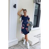 Ekouaer Labor Delivery Gown Nursing Braeastfeeding Dress Maternity Clothes(Navy Blue&pink Flower)