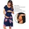 Ekouaer Labor Delivery Gown Nursing Braeastfeeding Dress Maternity Clothes(Navy Blue&pink Flower)