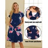 Ekouaer Labor Delivery Gown Nursing Braeastfeeding Dress Maternity Clothes(Navy Blue&pink Flower)