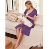 Ekouaer Labor Delivery Gown Nursing Braeastfeeding Dress Maternity Clothes(Purple)