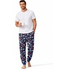 Ekouaer Mens Pajama Pants Jogger Comfy Loungewear with Pockets Drawstring | Lightweight sleep pants pockets, soft after washes, drawstring adjusts, ankle cuffs, great gift, Roomy without being sloppy(American Football)