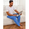 Ekouaer Mens Pajama Pants Jogger Comfy Loungewear with Pockets Drawstring | Lightweight sleep pants pockets, soft after washes, drawstring adjusts, ankle cuffs, great gift, Roomy without being sloppy(Blue)