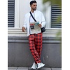 Ekouaer Mens Pajama Pants Jogger Comfy Loungewear with Pockets Drawstring | Lightweight sleep pants pockets, soft after washes, drawstring adjusts, ankle cuffs, great gift, Roomy without being sloppy(Red Plaid)