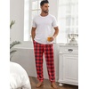 Ekouaer Mens Pajama Pants Jogger Comfy Loungewear with Pockets Drawstring | Lightweight sleep pants pockets, soft after washes, drawstring adjusts, ankle cuffs, great gift, Roomy without being sloppy(Red Plaid)