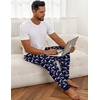 Ekouaer Mens Pajama Pants Jogger Comfy Loungewear with Pockets Drawstring | Lightweight sleep pants pockets, soft after washes, drawstring adjusts, ankle cuffs, great gift, Roomy without being sloppy(Navy Dinosaur)