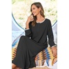 Ekouaer Women Robe Zipper House Coat Full Length Nightgowns with Pockets | Pockets, V Neck, Soft and Comfy(Black)