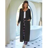 Ekouaer Women Robe Zipper House Coat Full Length Nightgowns with Pockets | Pockets, V Neck, Soft and Comfy(Black)