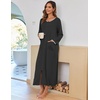 Ekouaer Women Robe Zipper House Coat Full Length Nightgowns with Pockets | Pockets, V Neck, Soft and Comfy(Black)