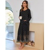 Ekouaer Women Robe Zipper House Coat Full Length Nightgowns with Pockets | Pockets, V Neck, Soft and Comfy(Black Feather)