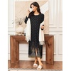 Ekouaer Women Robe Zipper House Coat Full Length Nightgowns with Pockets | Pockets, V Neck, Soft and Comfy(Black Feather)