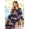 Ekouaer Women Robe Zipper House Coat Full Length Nightgowns with Pockets | Pockets, V Neck, Soft and Comfy(Black Floral)