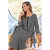 Ekouaer Women Robe Zipper House Coat Full Length Nightgowns with Pockets | Pockets, V Neck, Soft and Comfy(Black Stripe)