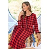 Ekouaer Women Robe Zipper House Coat Full Length Nightgowns with Pockets | Pockets, V Neck, Soft and Comfy(Black and Red Plaid)