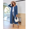 Ekouaer Women Robe Zipper House Coat Full Length Nightgowns with Pockets | Pockets, V Neck, Soft and Comfy(Blue)