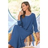 Ekouaer Women Robe Zipper House Coat Full Length Nightgowns with Pockets | Pockets, V Neck, Soft and Comfy(Blue)