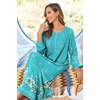 Ekouaer Women Robe Zipper House Coat Full Length Nightgowns with Pockets | Pockets, V Neck, Soft and Comfy(Blue Floral)
