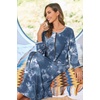 Ekouaer Women Robe Zipper House Coat Full Length Nightgowns with Pockets | Pockets, V Neck, Soft and Comfy(Blue Tie Dye)