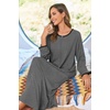 Ekouaer Women Robe Zipper House Coat Full Length Nightgowns with Pockets | Pockets, V Neck, Soft and Comfy(Dark Grey)