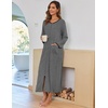 Ekouaer Women Robe Zipper House Coat Full Length Nightgowns with Pockets | Pockets, V Neck, Soft and Comfy(Dark Grey)