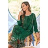 Ekouaer Women Robe Zipper House Coat Full Length Nightgowns with Pockets | Pockets, V Neck, Soft and Comfy(Green Ethnic Print)