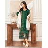 Ekouaer Women Robe Zipper House Coat Full Length Nightgowns with Pockets | Pockets, V Neck, Soft and Comfy(Green Ethnic Print)