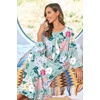 Ekouaer Women Robe Zipper House Coat Full Length Nightgowns with Pockets | Pockets, V Neck, Soft and Comfy(Green Floral)
