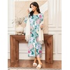 Ekouaer Women Robe Zipper House Coat Full Length Nightgowns with Pockets | Pockets, V Neck, Soft and Comfy(Green Floral)