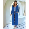 Ekouaer Women Robe Zipper House Coat Full Length Nightgowns with Pockets | Pockets, V Neck, Soft and Comfy(Navy)