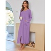 Ekouaer Women Robe Zipper House Coat Full Length Nightgowns with Pockets | Pockets, V Neck, Soft and Comfy(Purple)