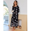 Ekouaer Women Robe Zipper House Coat Full Length Nightgowns with Pockets | Pockets, V Neck, Soft and Comfy(White Butterfly)