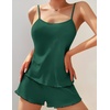 Ekouaer Womens Cami Pajama Sets 2 Piece Ribbed Knit PJs | Sleeveless Soft loungewear, great choice for weddings, bridal parties, honeymoons and any romantic occasions(Bright Green)