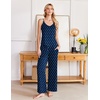 Ekouaer Womens Cami Pajamas Set Y2K 2 Piece Lace Trim PJs Set Sleepwear | Buttery Soft,Loungewear,Adjustable Spaghetti Straps,Side Pockets,Trendy Cami Sleepwear,Lounging,Vacation,XS-2XL(Love-dark Blue)