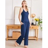 Ekouaer Womens Cami Pajamas Set Y2K 2 Piece Lace Trim PJs Set Sleepwear | Buttery Soft,Loungewear,Adjustable Spaghetti Straps,Side Pockets,Trendy Cami Sleepwear,Lounging,Vacation,XS-2XL(Navy Blue)
