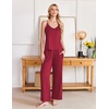 Ekouaer Womens Cami Pajamas Set Y2K 2 Piece Lace Trim PJs Set Sleepwear | Buttery Soft,Loungewear,Adjustable Spaghetti Straps,Side Pockets,Trendy Cami Sleepwear,Lounging,Vacation,XS-2XL(Deep Red)