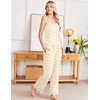 Ekouaer Womens Cami Pajamas Set Y2K 2 Piece Lace Trim PJs Set Sleepwear | Buttery Soft,Loungewear,Adjustable Spaghetti Straps,Side Pockets,Trendy Cami Sleepwear,Lounging,Vacation,XS-2XL(Cherry-light Yellow)