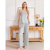 Ekouaer Womens Cami Pajamas Set Y2K 2 Piece Lace Trim PJs Set Sleepwear | Buttery Soft,Loungewear,Adjustable Spaghetti Straps,Side Pockets,Trendy Cami Sleepwear,Lounging,Vacation,XS-2XL(Stripe Grey White)