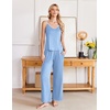 Ekouaer Womens Cami Pajamas Set Y2K 2 Piece Lace Trim PJs Set Sleepwear | Buttery Soft,Loungewear,Adjustable Spaghetti Straps,Side Pockets,Trendy Cami Sleepwear,Lounging,Vacation,XS-2XL(Light Blue)