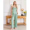 Ekouaer Womens Cami Pajamas Set Y2K 2 Piece Lace Trim PJs Set Sleepwear | Buttery Soft,Loungewear,Adjustable Spaghetti Straps,Side Pockets,Trendy Cami Sleepwear,Lounging,Vacation,XS-2XL(Green)