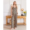 Ekouaer Womens Cami Pajamas Set Y2K 2 Piece Lace Trim PJs Set Sleepwear | Buttery Soft,Loungewear,Adjustable Spaghetti Straps,Side Pockets,Trendy Cami Sleepwear,Lounging,Vacation,XS-2XL(Brown Leopard)