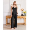 Ekouaer Womens Cami Pajamas Set Y2K 2 Piece Lace Trim PJs Set Sleepwear | Buttery Soft,Loungewear,Adjustable Spaghetti Straps,Side Pockets,Trendy Cami Sleepwear,Lounging,Vacation,XS-2XL(Black)