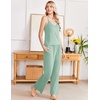 Ekouaer Womens Cami Pajamas Set Y2K 2 Piece Lace Trim PJs Set Sleepwear | Buttery Soft,Loungewear,Adjustable Spaghetti Straps,Side Pockets,Trendy Cami Sleepwear,Lounging,Vacation,XS-2XL(Green)