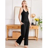 Ekouaer Womens Cami Pajamas Set Y2K 2 Piece Lace Trim PJs Set Sleepwear | Buttery Soft,Loungewear,Adjustable Spaghetti Straps,Side Pockets,Trendy Cami Sleepwear,Lounging,Vacation,XS-2XL(Black)