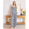 Ekouaer Womens Cami Pajamas Set Y2K 2 Piece Lace Trim PJs Set Sleepwear | Buttery Soft,Loungewear,Adjustable Spaghetti Straps,Side Pockets,Trendy Cami Sleepwear,Lounging,Vacation,XS-2XL(Stripe Blue White)