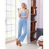 Ekouaer Womens Cami Pajamas Set Y2K 2 Piece Lace Trim PJs Set Sleepwear | Buttery Soft,Loungewear,Adjustable Spaghetti Straps,Side Pockets,Trendy Cami Sleepwear,Lounging,Vacation,XS-2XL(Light Blue)