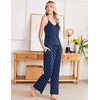 Ekouaer Womens Cami Pajamas Set Y2K 2 Piece Lace Trim PJs Set Sleepwear | Buttery Soft,Loungewear,Adjustable Spaghetti Straps,Side Pockets,Trendy Cami Sleepwear,Lounging,Vacation,XS-2XL(Love-dark Blue)