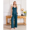 Ekouaer Womens Cami Pajamas Set Y2K 2 Piece Lace Trim PJs Set Sleepwear | Buttery Soft,Loungewear,Adjustable Spaghetti Straps,Side Pockets,Trendy Cami Sleepwear,Lounging,Vacation,XS-2XL(Blue Green)