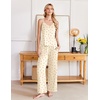 Ekouaer Womens Cami Pajamas Set Y2K 2 Piece Lace Trim PJs Set Sleepwear | Buttery Soft,Loungewear,Adjustable Spaghetti Straps,Side Pockets,Trendy Cami Sleepwear,Lounging,Vacation,XS-2XL(Cherry-light Yellow)
