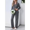 Ekouaer Womens Pajama Set Cotton PJs Long Sleeve Top & Pant Soft Loungewear | Cute Scalloped Trim ,Cotton Fabric,Classic Button Down,Soft Printed Lounge Sets for Daily Wear,Sleeping,Postpartum(Medium Grey)