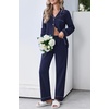 Ekouaer Womens Pajama Set Cotton PJs Long Sleeve Top & Pant Soft Loungewear | Cute Scalloped Trim ,Cotton Fabric,Classic Button Down,Soft Printed Lounge Sets for Daily Wear,Sleeping,Postpartum(Navy Blue)